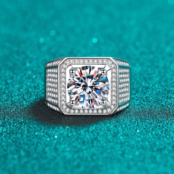 925 Sterling Silver Micro Paved VVS Moissanite Diamond Ring - Image 6