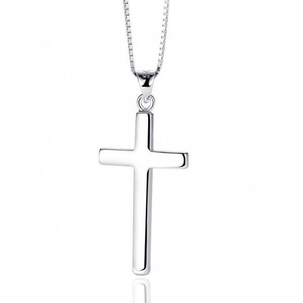 925 Sterling Silver Plain Elegant Cross Necklace