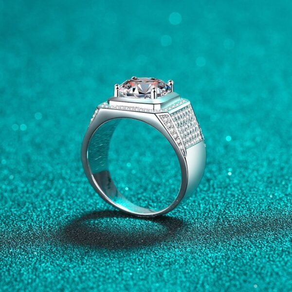 925 Sterling Silver Micro Paved VVS Moissanite Diamond Ring - Image 5