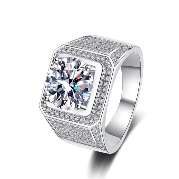 925 Sterling Silver Micro Paved VVS Moissanite Diamond Ring