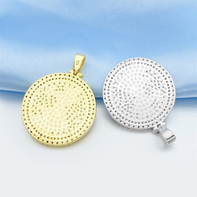 925 Sterling Silver VVS Diamond Moissanite Liberty Symbol Pendant - Image 5