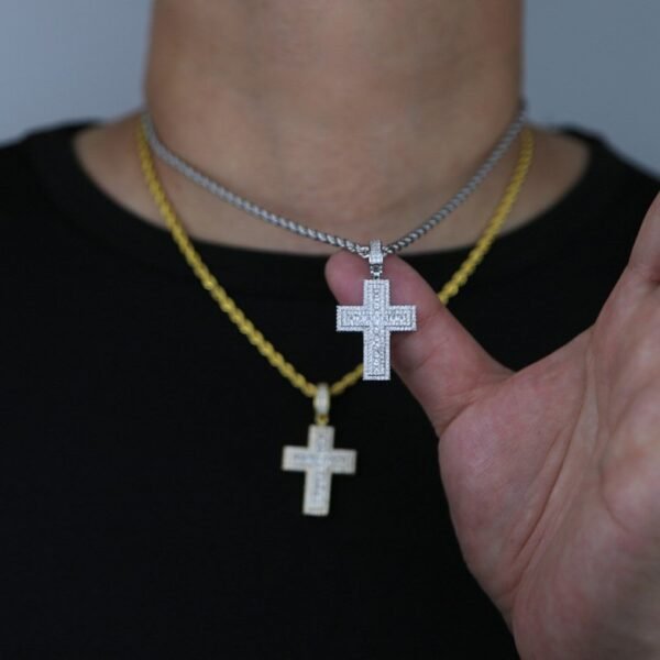 Iced Out Wide Cross Necklace - Image 4