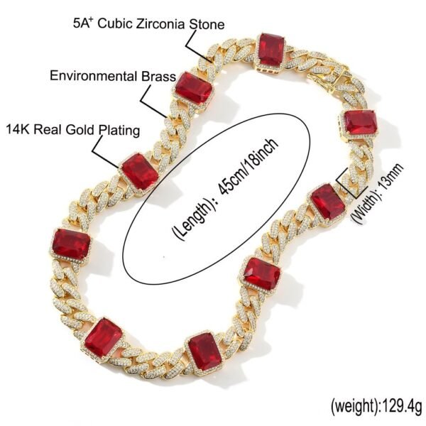 Red Ruby Ritz Iced Out Cuban Chain - Image 5