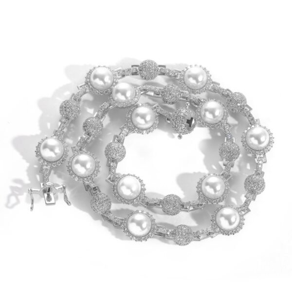 Iced Out Bead Pearl Chain - Image 2