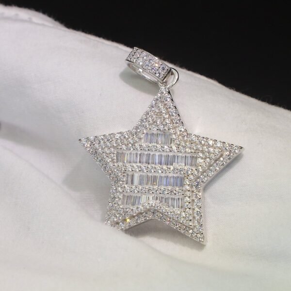 Iced Out Baguette Star Pendant