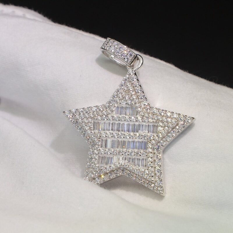 Iced Out Baguette Star Pendant