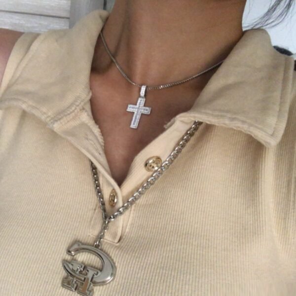 Iced Out Wide Cross Necklace - Image 5