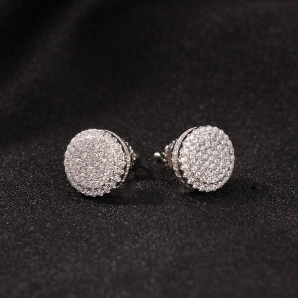 Iced Out Round 925 Sterling Earring - Image 5