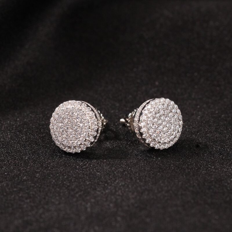 Iced Out Round 925 Sterling Earring - Image 5