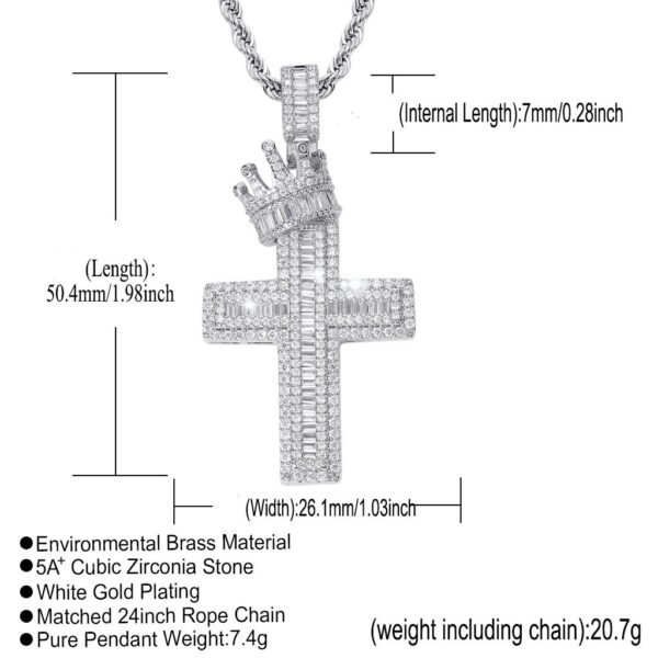 Iced out Crown Baguette Cross Chain - Image 6