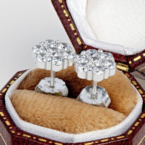Polygon Claw VVS Moissanite Diamond Stud Earrings - Image 7