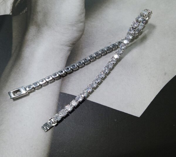 925 Sterling Silver Tennis Diamond Bracelet - Image 3