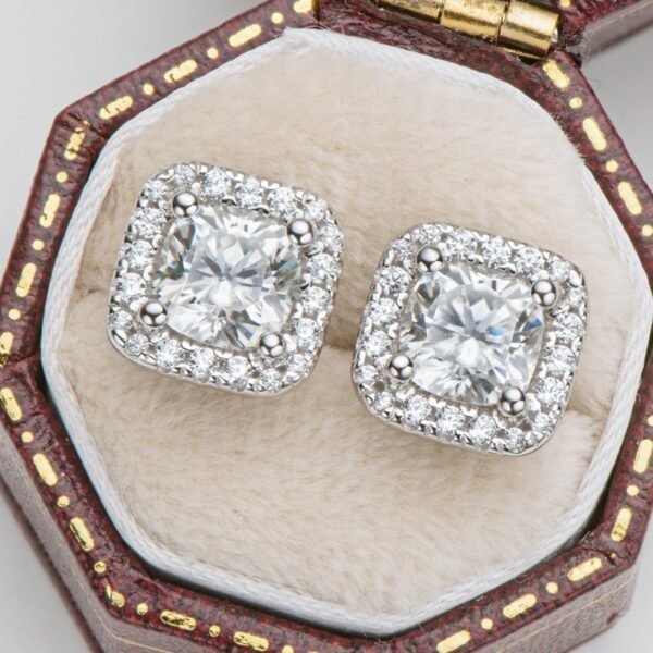 925 Sterling Silver Moissanite Diamond Earring - Image 3