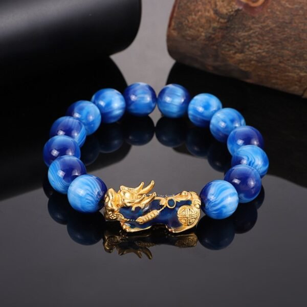 Imperial Jasper Lapis Blue Bead Dragon Bracelet