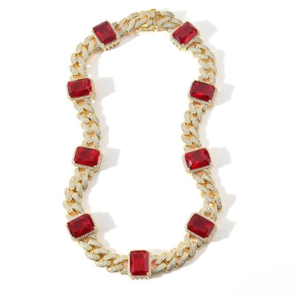 Red Ruby Ritz Iced Out Cuban Chain