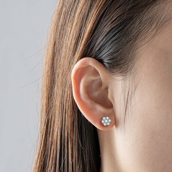 Polygon Claw VVS Moissanite Diamond Stud Earrings - Image 2