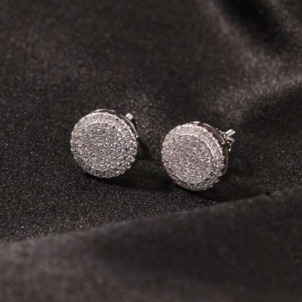 Iced Out Round 925 Sterling Earring - Image 4