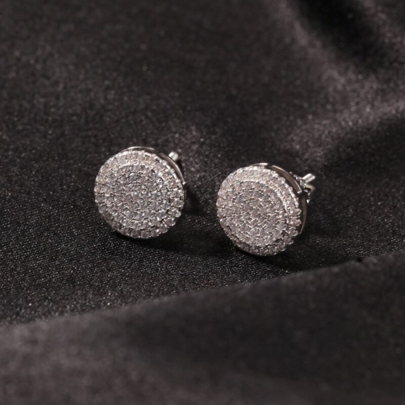 Iced Out Round 925 Sterling Earring - Image 4