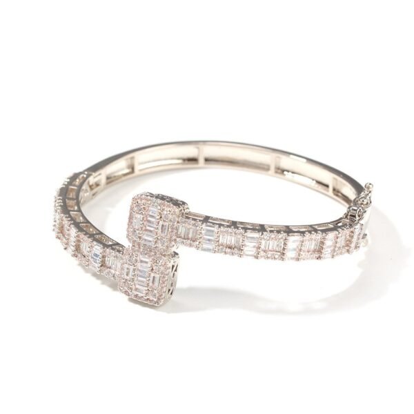 Iced Out Silver Baguette Bangle