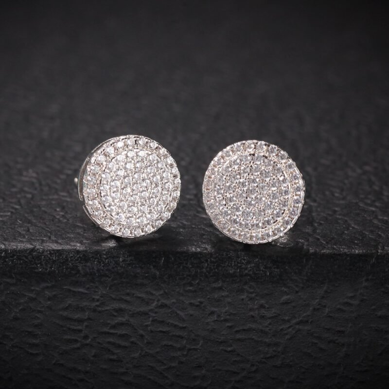 Iced Out Round 925 Sterling Earring