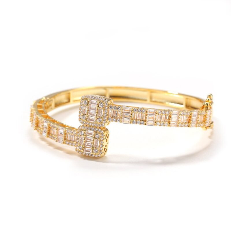 Iced Out Gold Baguette Bangle