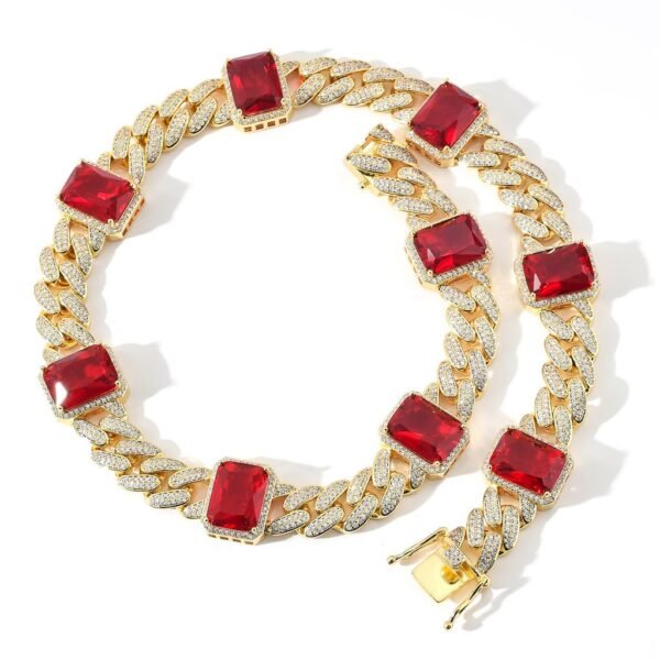 Red Ruby Ritz Iced Out Cuban Chain - Image 2