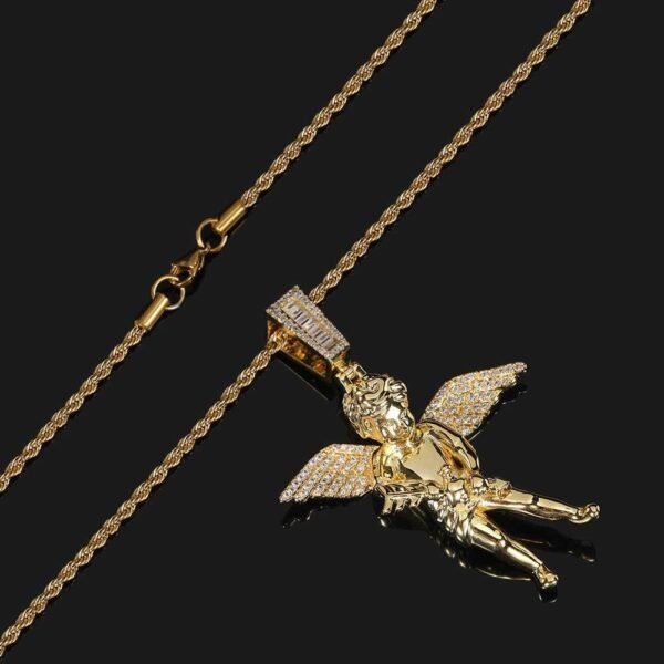 Silver Bold Guardian Angel Cherub Necklace - Image 5