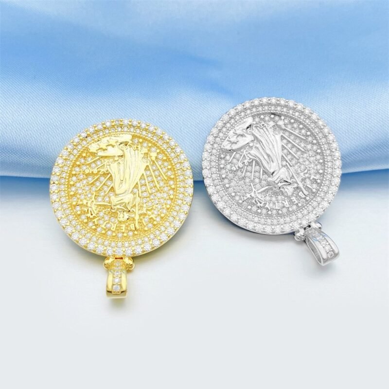 925 Sterling Silver VVS Diamond Moissanite Liberty Symbol Pendant - Image 6