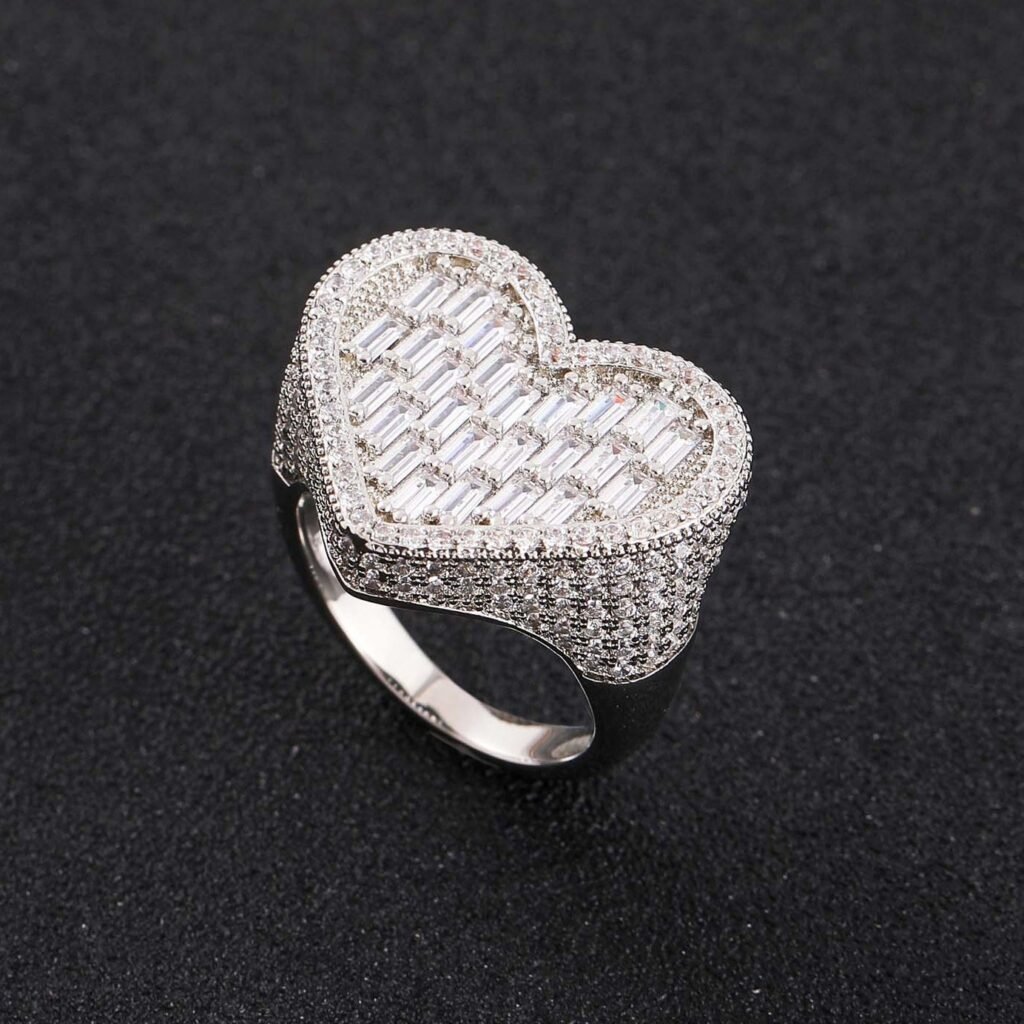 Iced Out Bagguette Heart Statement Ring - Image 4