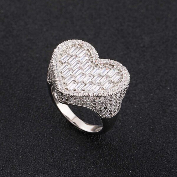 Iced Out Bagguette Heart Statement Ring - Image 4