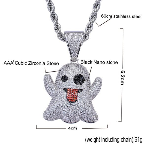 Iced Out Ghost Emoji Necklace - Image 7