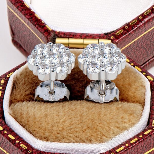 Polygon Claw VVS Moissanite Diamond Stud Earrings - Image 8