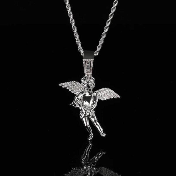Silver Bold Guardian Angel Cherub Necklace - Image 3