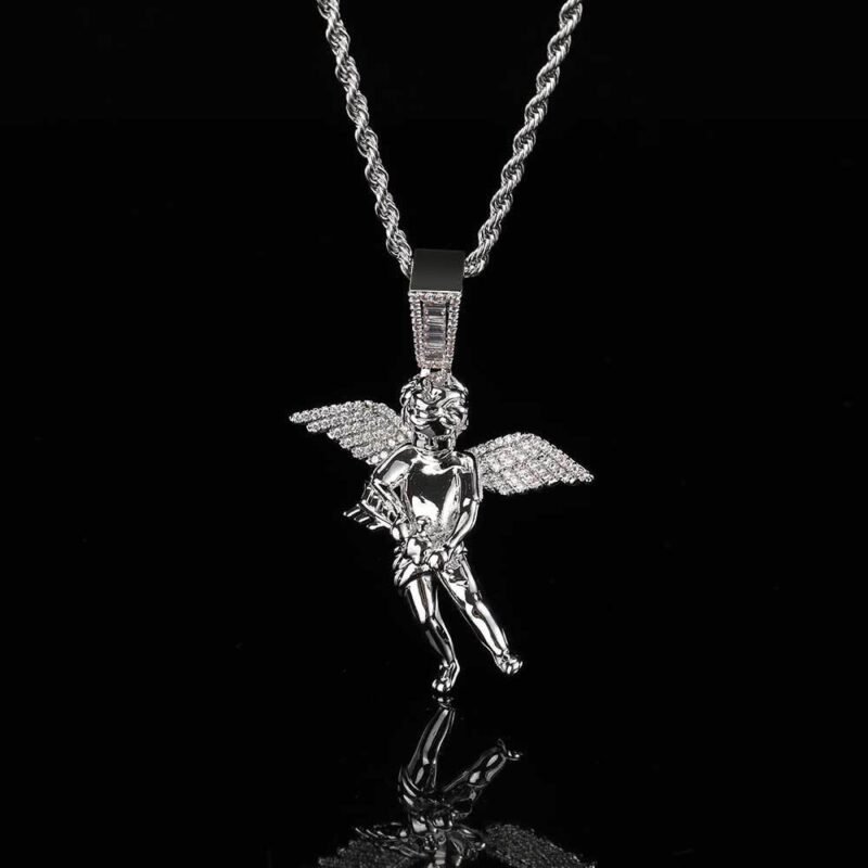 Silver Bold Guardian Angel Cherub Necklace - Image 3