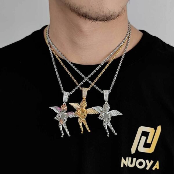 Silver Bold Guardian Angel Cherub Necklace - Image 6