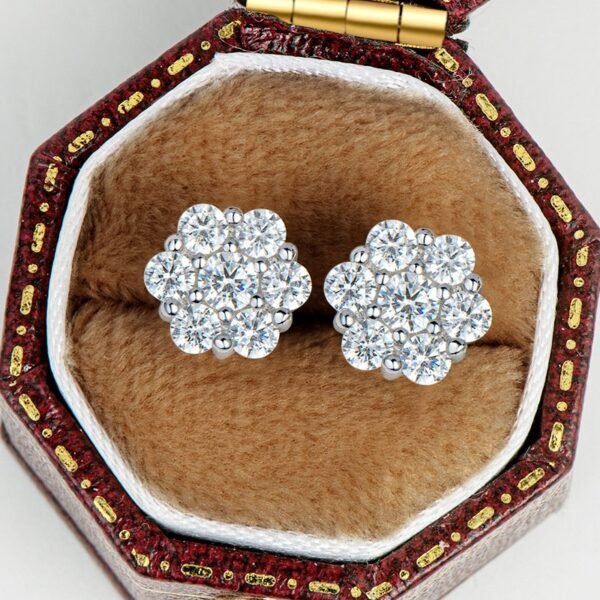 Polygon Claw VVS Moissanite Diamond Stud Earrings