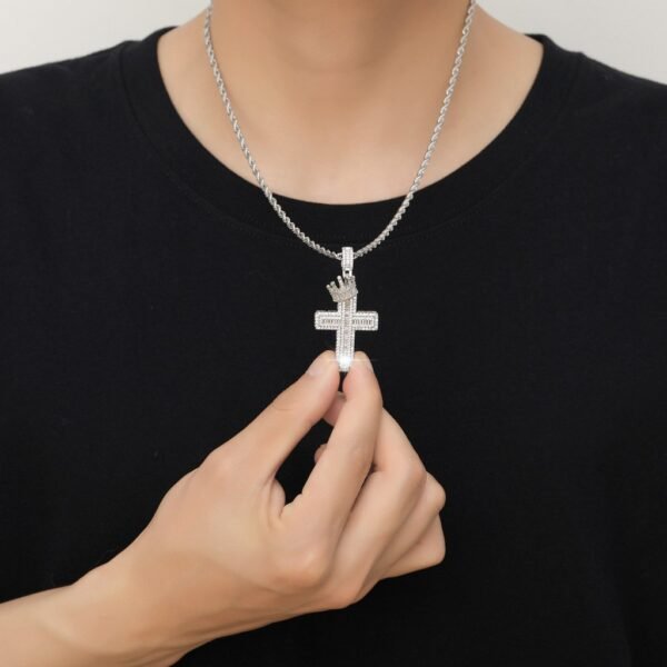 Iced out Crown Baguette Cross Chain - Image 5