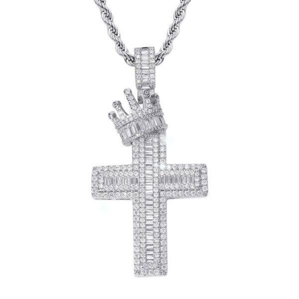 Iced out Crown Baguette Cross Chain