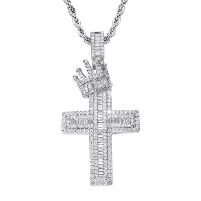 Iced out Crown Baguette Cross Chain