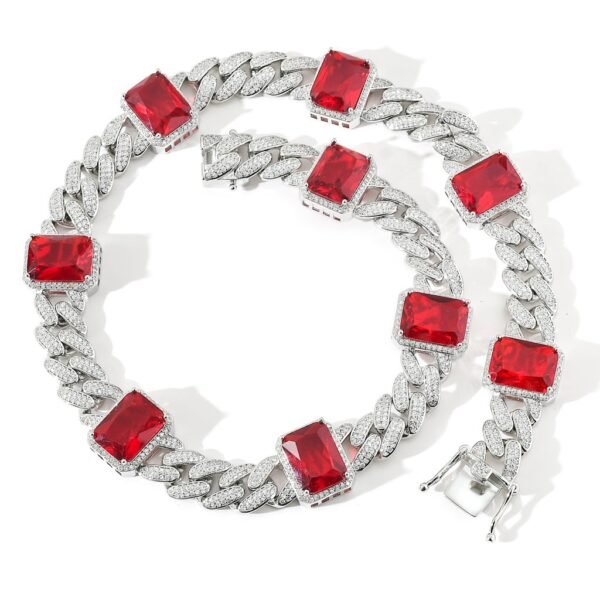 Red Ruby Ritz Iced Out Cuban Chain - Image 3
