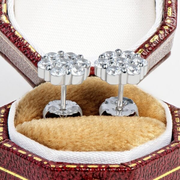 Polygon Claw VVS Moissanite Diamond Stud Earrings - Image 5