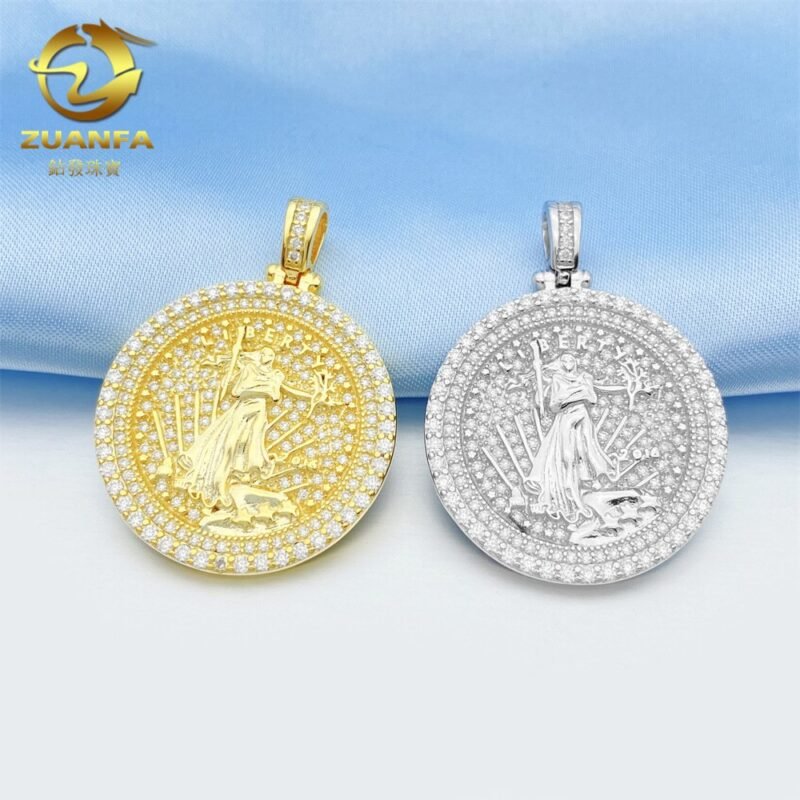 925 Sterling Silver VVS Diamond Moissanite Liberty Symbol Pendant - Image 7