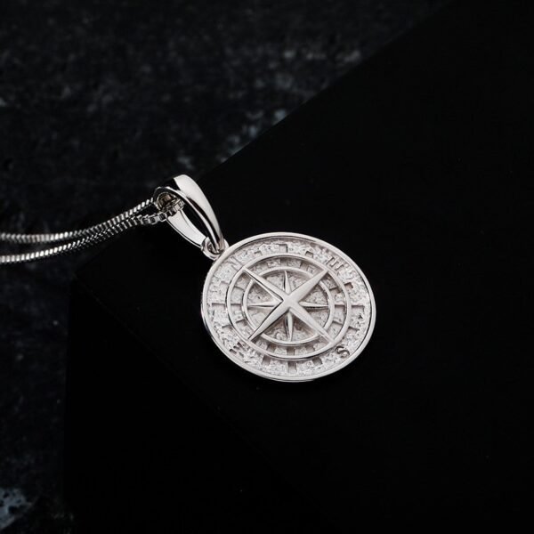 925 Sterling Silver Nautical Compass Necklace - Image 3