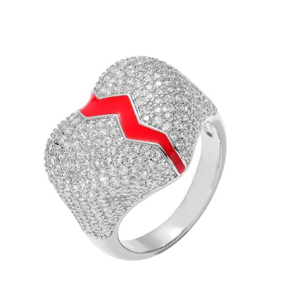 Silver Iced Out Broken Heart Ring - Image 5