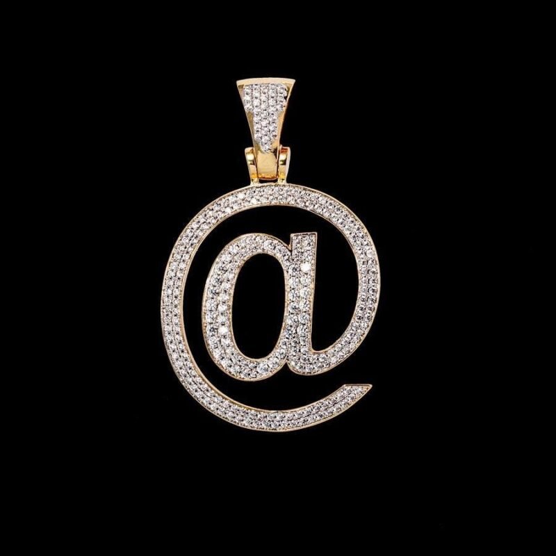 Gold Iced Out "@" Chain - Image 5