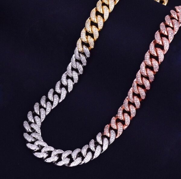 Iced Out Trio tone Miami Cuban Link Chain - Image 2