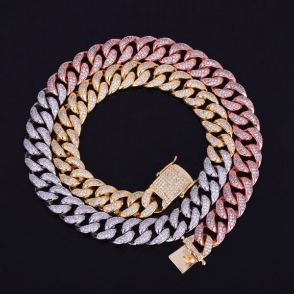 Iced Out Trio tone Miami Cuban Link Chain