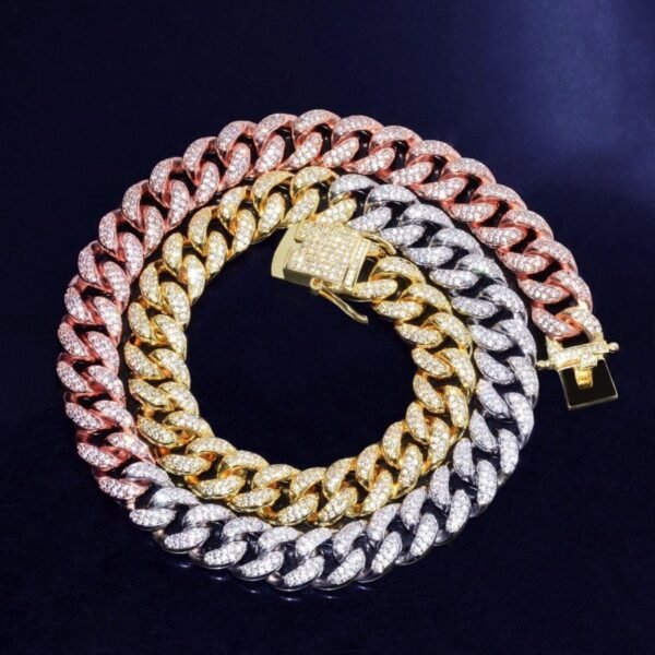 Iced Out Trio tone Miami Cuban Link Chain - Image 6