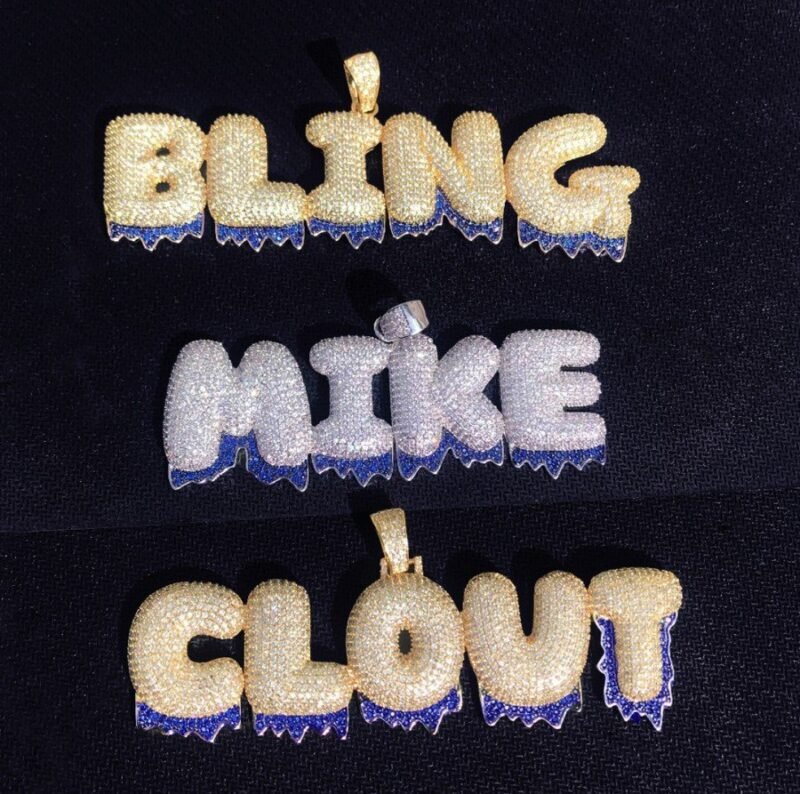 Blue Dripping Bubble Letter Customized Name