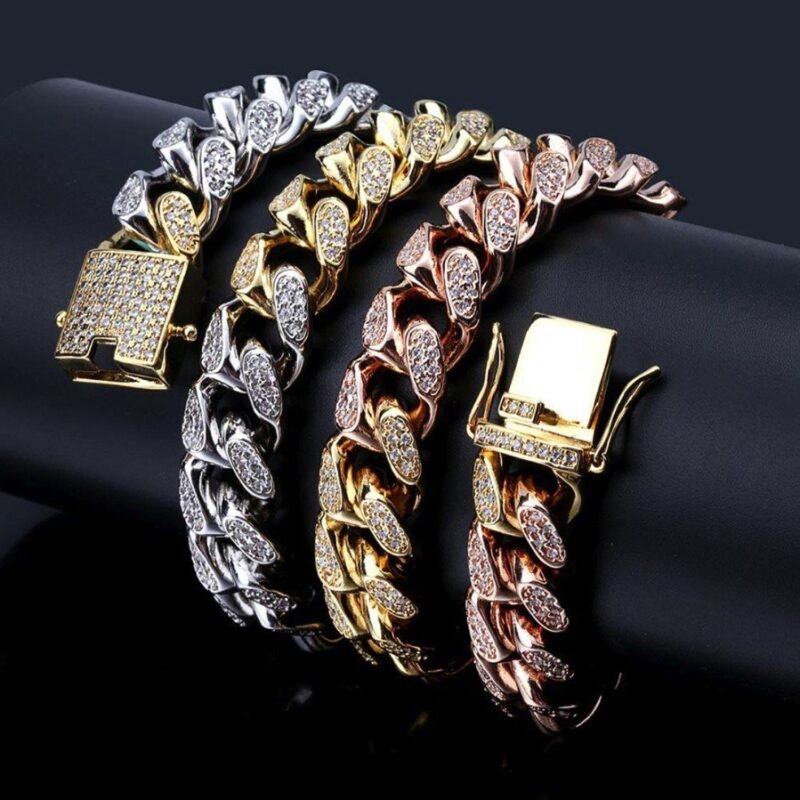 Iced Out Trio tone Miami Cuban Link Chain - Image 8